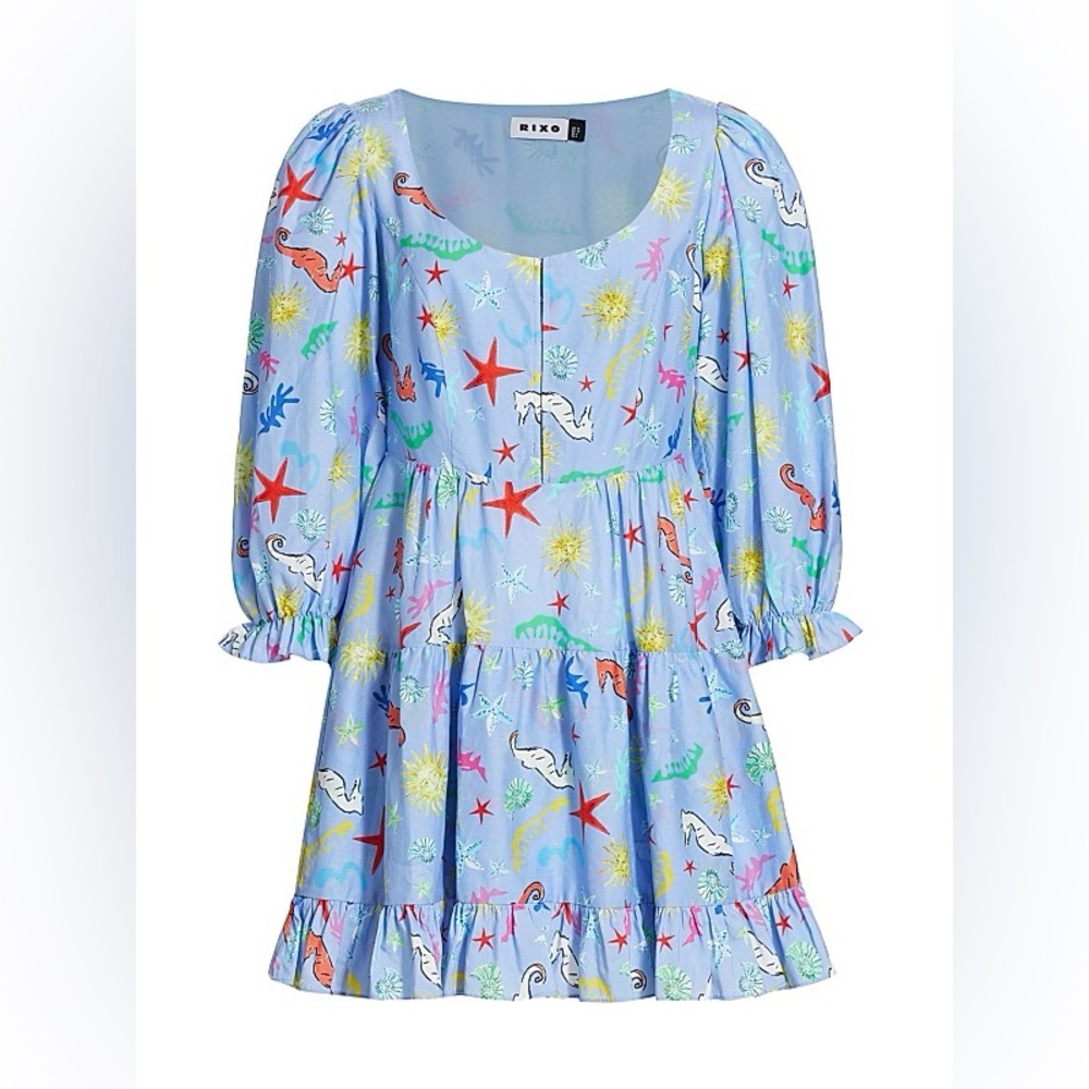 Rixo Women's Ambretta Mini-Dress in blue